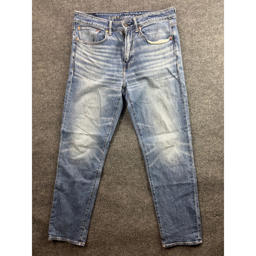 American Eagle Slim Straight Jeans Mens 33x29 Blue Airflex+ Light Wash Denim